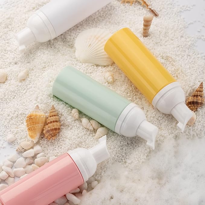 Tekson 10PCS Soap Foam Bottle (2 oz), Empty Travel Foaming Lash Shampoo for Cleanser, Dispenser (Yellow Pump)