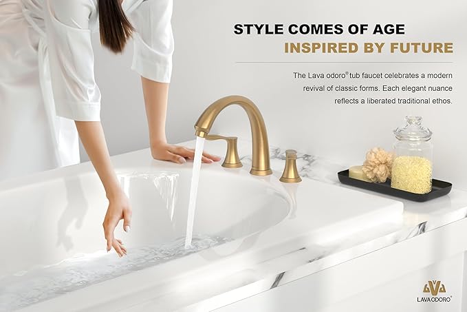 Lava Odoro 2-Handle Widespread Roman Tub Faucet, Bronze Gold Tub Faucet, Brass Roman Bathtub Faucet, Tub Filler, Valve Included, TF405-BB