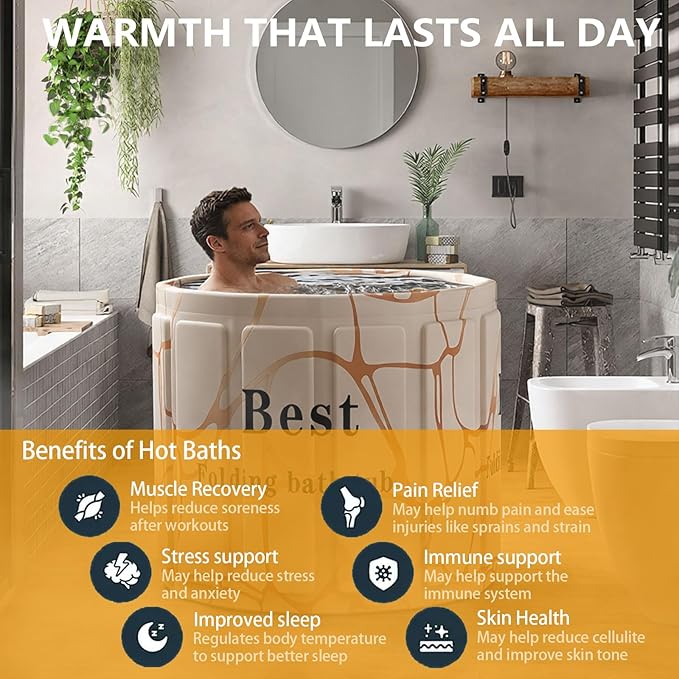 Portable Bath Tub for Adult, Foldable Soaking Bathtub for Hot SPA&Ice Bath, Foldable Small Bathtub Collapsible Tub for Bathing, Quick Setup No Installation, Space-Saving Storage (Fantasy,25.9X27.5IN)