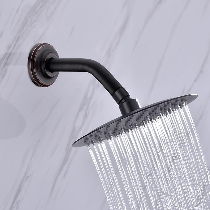 Angled Shower Arm with Flange ORB 6 Inch Stainless Steel Wall Mounted Extension Arm for Top Shower Head, Oil Rubbed Bronze (SA-606ORB)