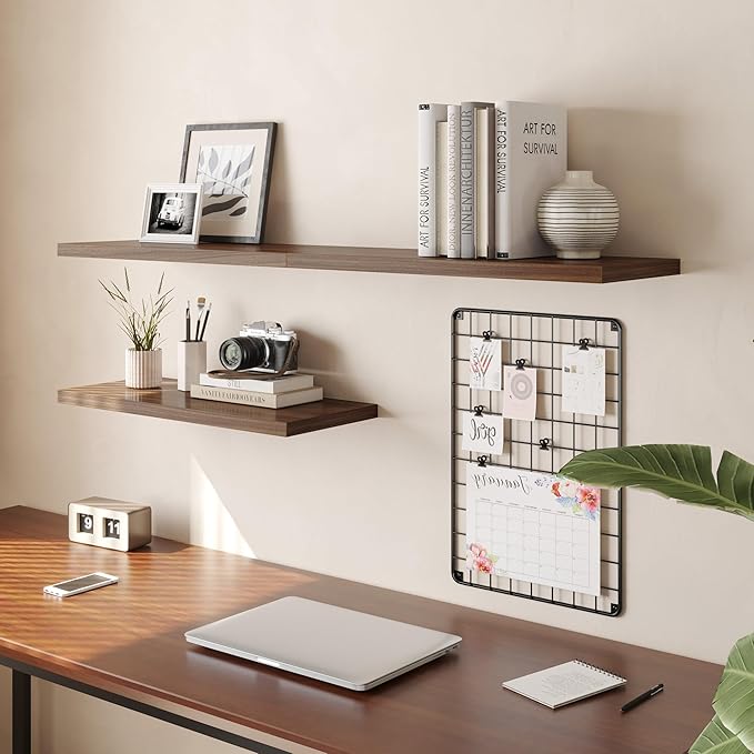 Wall Shelf Set of 3, Walnut Floating Shelves 30 in W x 10 in D x 1 in H, Wooden Floating Wall Shelf with Invisible Brackets for Living Room/Bedroom/Bathroom/Kitchen Storage and Decor