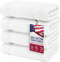 American Veteran Towel, Hand Towels for Bathroom Set of 4, 100% Cotton Turkish Hand Towel Sets, Soft Hand Face Towels, White Hand Towels