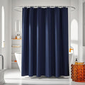 AooHome Solid Navy Blue Shower Curtain, Fabric Weighted Hem Shower Liner with Hooks, Reinforced Metal Grommets, Water Repellent, 72 Width x 75 Height inch