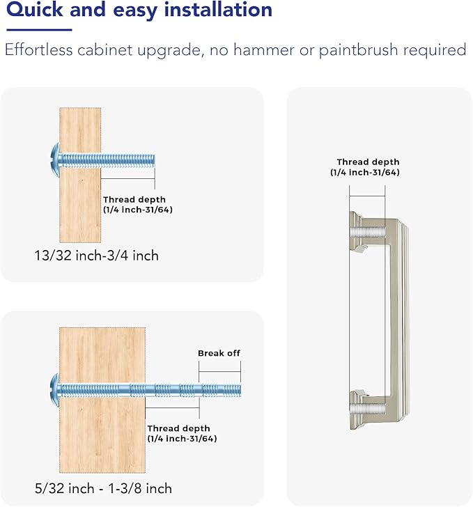 Ravinte Hardware 10 Pack Brushed Nickel Cabinet Pulls, 3 Inch (76mm) Hole Center Zinc Alloy Drawer Handles for Kitchen Cabinets, Cupboards, Dressers, Square Solid Metal Hardware