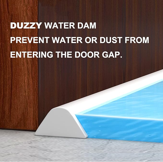 Duzzy 98 Inch Collapsible Shower Water Dam, Shower Threshold Water Stopper Barrier and Retention System and Keeps Water Inside Threshold Dry and Wet Separation, Suitable for Bathroom & Kitchen
