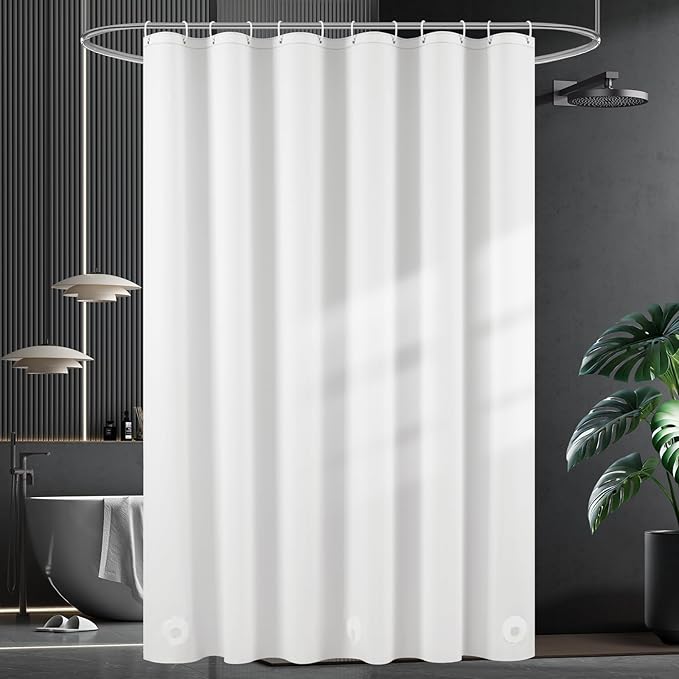 UFRIDAY White Long Shower Curtain Liner 72 x78 inch Premium PEVA,Heavy Duty Shower Curtain with 3 Weighted Magnets, Plastic Waterproof Bath Curtains with 12 Hooks