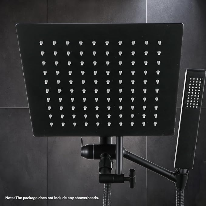 YDmeet All Metal Shower Diverter Valve With HandShower Holder - Upgraded 3 Way Shower Head for Handheld and Fixed Rain Showerhead - Universal G1/2 Arm, Bathroom Part, Matte Black