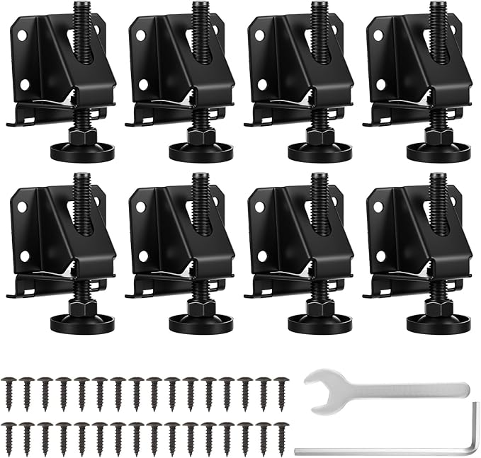 8 Pcs Heavy Duty Leveling Feet, Adjustable Furniture Levelers with 1320LB Capacity, 2" Height Adjustment, No-Flip Furniture Installation – Hex Nut Design for Flawless Leveling