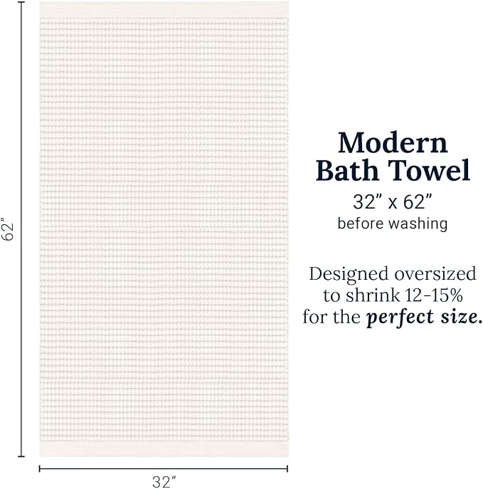 GILDEN TREE Waffle Towels for Bathroom Luxury 100% Cotton Bath Towels, Quick Dry Towel, Thin Super Absorbent Lint Free Shower Towels, Bath Towels Set of 2, Modern Style (Cream)