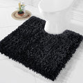 Yimobra Toilet Rugs U Shaped Washable, Extra Thick Soft Absorbent Chenille Contour Bathroom Rugs for Toilet 24x24 Inch, Quick Dry Non Slip Toilet Mat for Bath Floor, Black