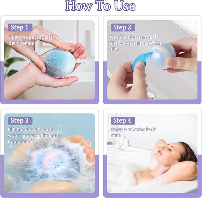 TranquilBliss Bath Bombs for Women, 50 PCS Set with 10 Rich Scents, Natural Bubble Bathbombs, Dry Skin Moisturizing, Present for Christmas, Mother’s Day, Birthday, for Mom, Wife, Her, Girls
