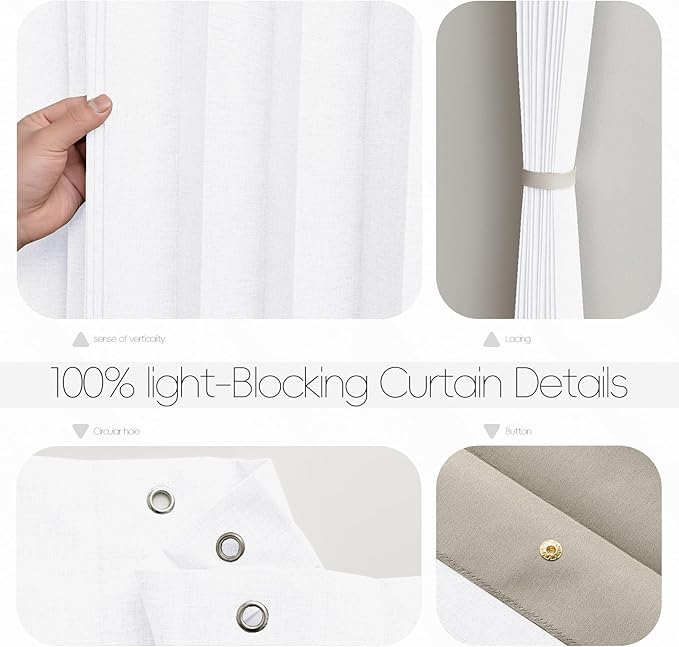 Accordian Door Curtain, 100% Blackout Folding Magnetic Doorway Curtains,Linen Style Closet Doors,for Room Divider,Privacy Protection（W72 x L78,White,1 Panel）