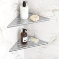 Corner Shower Shelves, 10” Recessed Tile Shower Shelf, 304 Stainless Steel Grout in Corner Tile Shower Shelves, No Drilling, Brushed Nickel, 2 Pack