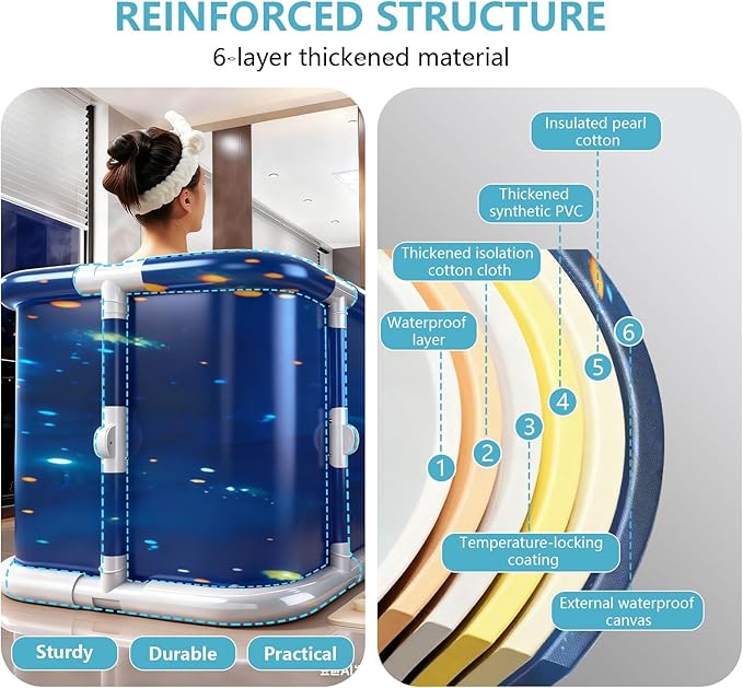 Simcat 45" Large Portable Foldable Bathtub Adult, Separate Family-Friendly SPA Therapy Tub Soaking, Hot SPA/Ice Bath Tub (Cosmic planets)