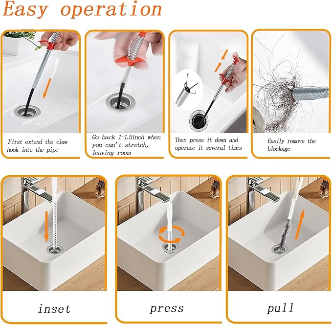 36inch Drain Snake Hair Clog Remover-Drain Auger Hair Catcher & Cleaning Brush-Sink Drain Cleaner Tool for Kitchen,Bathroom,Sewer,Bathtubs,Sunroof and Dryer Vent (36inch)