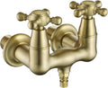 SUMERAIN 3-3/8" Tub Wall Mount Clawfoot Bathtub Faucet Two Cross Handles Brushed Gold