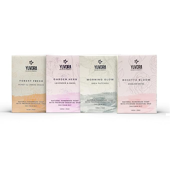 4 Pcs Women Natural Handmade Body Soaps 5 OZ Pack Floral Radiance Long lasting Fragrance Luxurious Scents with Natural Ingredients – Sulfate & Paraben Free, Vegan Soaps