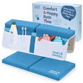 Simply Parents Comfortable Baby Bath Kneeler and Elbow Rest Pad Set - Quick-Dry Non-Slip Bath Kneeling Pad for Bathing Baby, Baby Bath Time Essentials for Newborn, Baby Bath Accessories for Tub, Blue