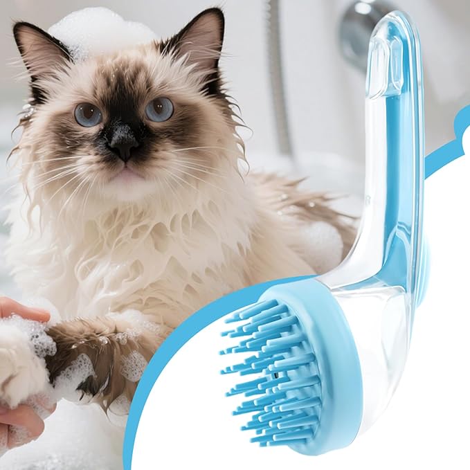 Dog Bath Brush – Cat Grooming Scrubber With Soap Dispenser, Gentle Massage Cleaning Tool | Ideal For Puppies Kittens Pets, Home Bathing, Swimming Pool, Beach, Travel And Professional Groomers