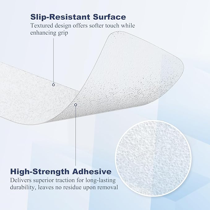 28 PCS Shower Floor Non Slip Stickers with Strong Adhesive, Invisible & Durable Anti Slip Shower Stickers with Scraper for Bath Tub, Pools and Stairs(Clear,Wide Rectangle)