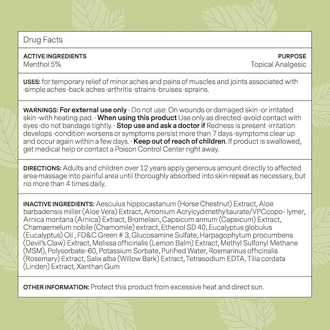 Kanjo Natural Pain Relief Gel | Fast Acting & Cooling Relief Gel w/Menthol & Arnica | Soothing Relief for Back & Neck, Joints & Muscles