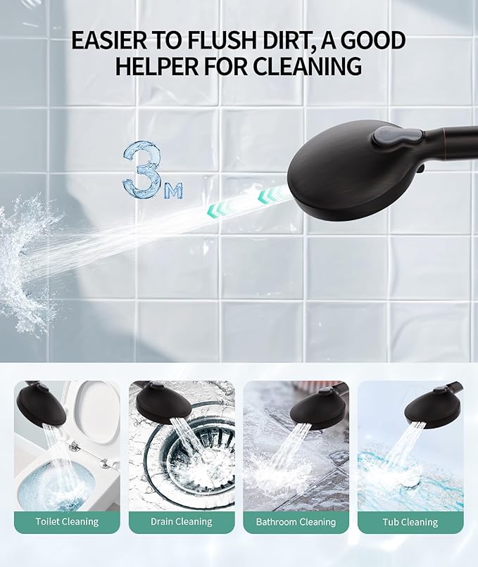SR SUN RISE Filtered Shower Head with Handheld High Pressure 9 Spray Mode Showerhead Detachable Shower Head Water Softener Filters Beads for Hard Water Remove Chlorine 4 Filters Matte Black