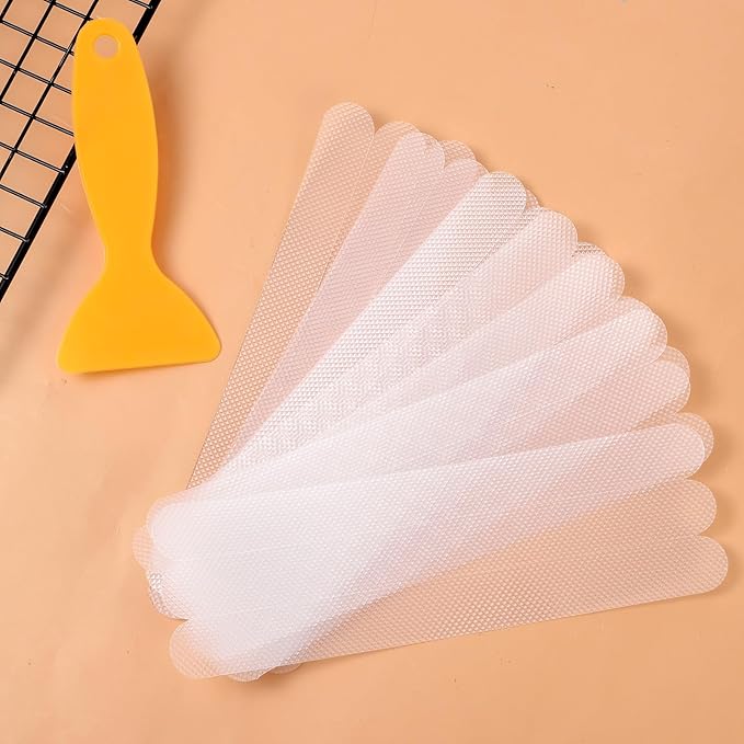 20 PCS Bathtub Shower Non Slip Stickers, Clear Long-Strip Adhesive Anti Slip Shower Strips with Scraper, Bathtub Peel-and-Stick Safety Decals for Bath Tubs Floors Pools Stairs Ladders