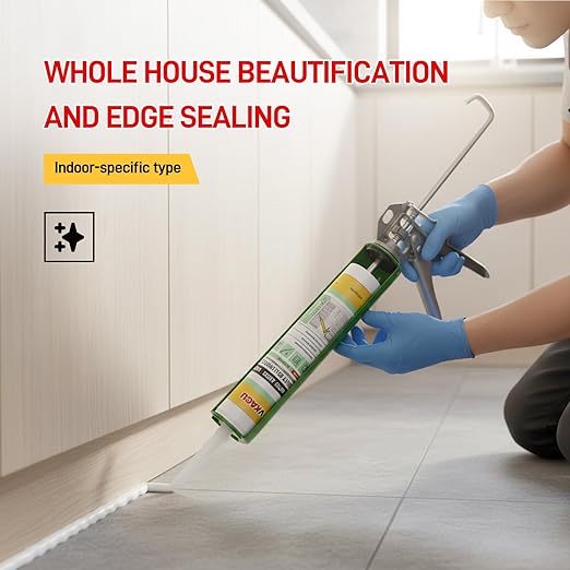 VGS66 Beauty Silicone Sealant for Trim & Baseboards - Flexible Interior Gap Filler for Crown Molding, Door Frames & Woodwork - Easy Water Clean-Up, Paint-Ready in 30 Mins, White