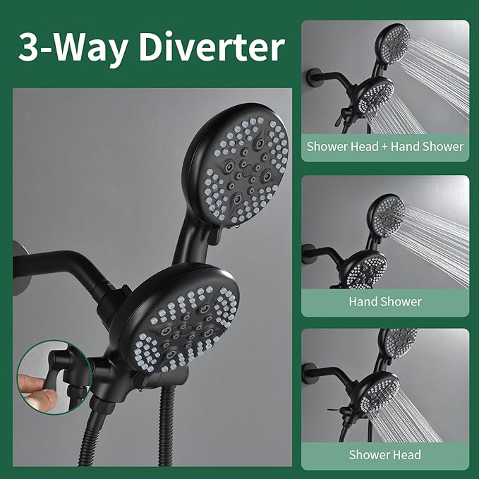 3 Handle Tub Shower Faucet Set Shower System with Tub Spout Bathtub Faucet Set Shower Tub Combo Set Complete Tub and Shower Trim Kit Matte Black