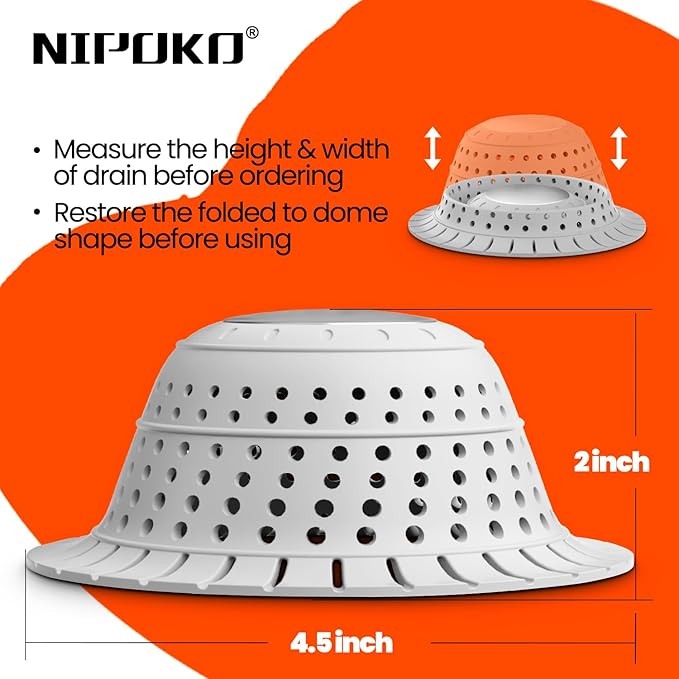 Shower Drain Hair Catcher - Bathtub Drain Cover Foldable Silicone，Shower Drain Protector for Pop-Up and Regular Drains of Shower,Tub, Bathroom, Sink,Grey
