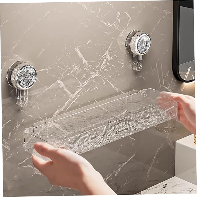 Corrugated Suction Cup Storage Holder, Heavy-Duty Suction Cup Shower Shelf, Shower Caddy Bathroom Organizer with Hollow Drainage Design, Ideal for Renters