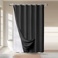 River Dream 3 in 1 Shower Curtain Set, Waffle Fabric Shower Curtain and Waterproof Clear Liner Set with Double Sided Metal Hooks, Black, 72" W*72" H