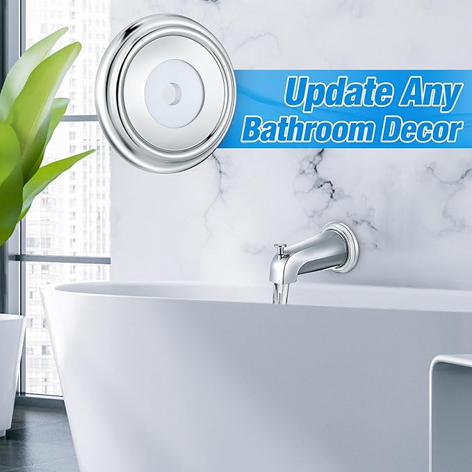 Dreyoo Metal Tub Spout Cover Ring, Bathtub Spout Trim Plate Ring with 1 Pcs Foam Gasket, 1-1/2 Inch ID and 3-5/8 Inch OD(Chrome)