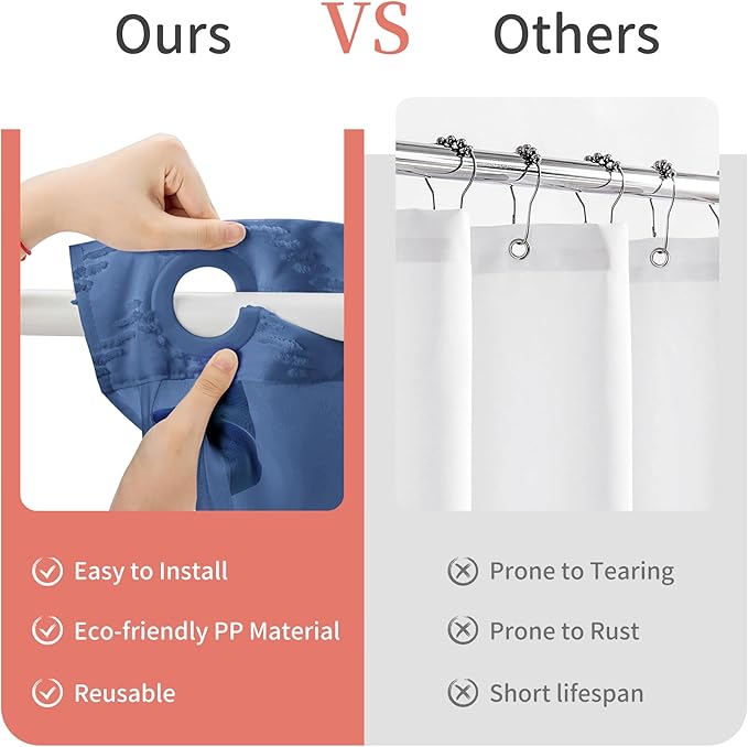 Hookless Shower Curtain with Snap in Liner 71" x 86" Double-Layer Waterproof Polyester Shower Curtain for Bathroom or Hotel Use,Removable Liner,Magnetic Hem,Large Rings,Machine Washable,Navy Blue
