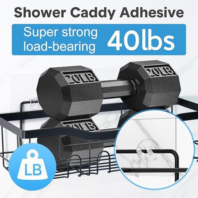 Shower Caddy Adhesive Replacement, Transparent Strong Adhesive Hooks, No Drilling, Waterproof, for Shower Caddy, Bathroom Storage Shelves and Kitchen Racks (Single*6pcs)