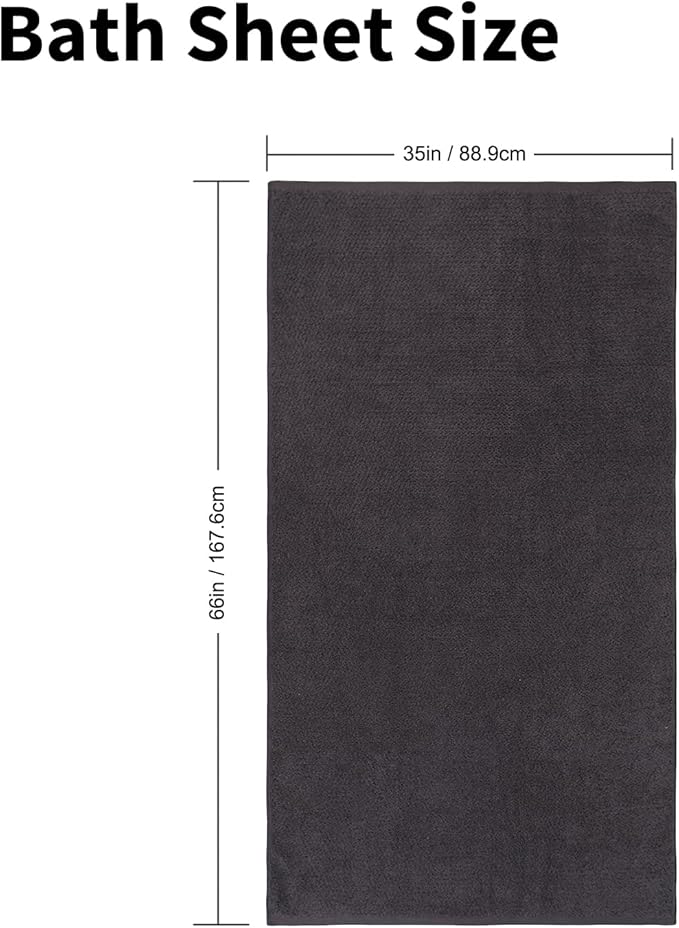 Everplush Diamond Collection Extra Large Bath Sheet Towel – 1 PK, Super Soft & Highly Absorbent, Quick-Drying & Oversized. Perfect for Bathroom, Pool, Swimming Use (Charcoal, 35" x 66" 1PK)