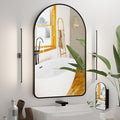 Arched Bathroom Medicine Cabinet with Mirror, No Assembly Needed, Recessed or Surface Mount Wall Storage Cabinet, Mirror Cabinet with Tissue Slot & 2X Magnifying Mirror (Black, 31.5"L x 19.7")