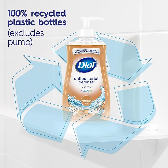 Dial Antibacterial Defense Liquid Hand Soap + Aloe, Sandalwood & Vanilla Scent, 11 Fl Oz (Pack of 12), Dermatologist-Tested Hand Wash, Gentle Formula