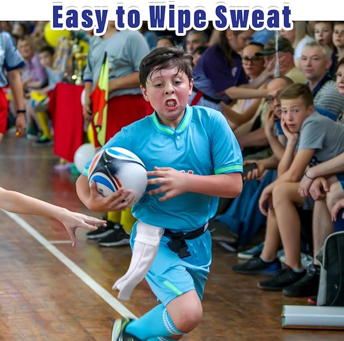 Shimeyao 2 pcs 2 Pcs Cotton Sports Football Towel with Closure Pitching Football Sweat Towel for Sports Gym Men Women Accessories(White,Classic)