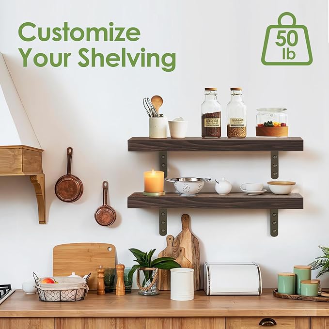Towel Racks for Bathroom-Wall Mounted Floating Shelves for Wall Bathroom Bedroom Kitchen Living Room, Hanging Book Shelves Decor Bathroom Organizer, 16 inch Solid Wood, Carbonized Rustic Brown