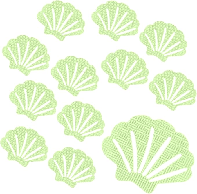30 Pcs Non Slip Bathtub Stickers Luminous Green Adhesive Decals Sea Shell Shape Shower Stickers for Floor, Ladders, Bath Tub, Stairs, Bathroom