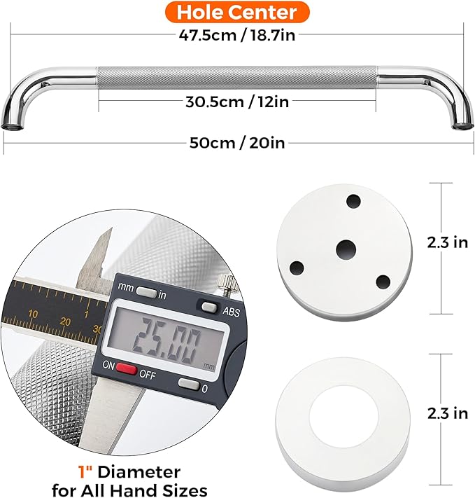 Grab Bars for Shower, 1 Pack 20-Inch Anti Slip Shower Handles for Elderly, Safety Shower Grab Bar, Stainless Steel Handicap Grab Bars for Bathroom (Polished Nickel 1" Diameter)