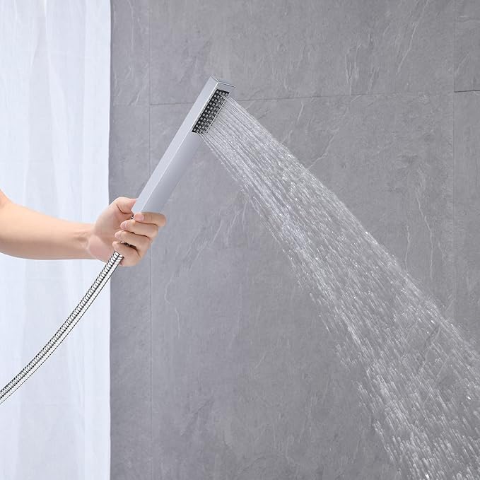 Freestanding Tub Filler Waterfall Bathtub Faucet Chrome Floor Mount Brass Single Handle Bathroom Faucets with Hand Shower