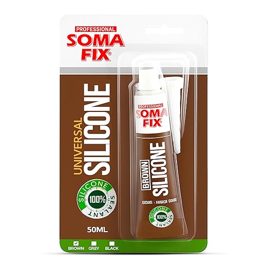 Silicone Caulk - Squeeze Tube Silicone Sealant for Wood, Kitchen, Bathroom, Sink, and Windows - Multi-Purpose & Waterproof (Brown)