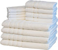 Mosobam Luxury Turkish 12pc XL Towel Set 35X70 16X30 13X13 White 700 GSM Bamboo Viscose & Aegean Turkish Combed Cotton