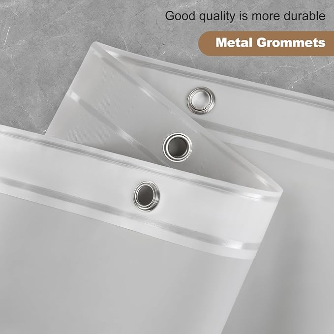 UFRIDAY Grey Stall Shower Curtain Liner Premium PEVA 60 x 72 inch,Heavy Duty Shower Curtain with 3 Weighted Magnets, Plastic Waterproof Gray Shower Curtains for Bathroom with 10Hooks