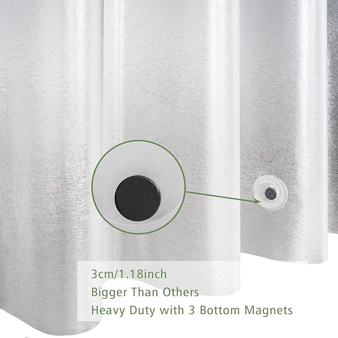 UFRIDAY Frosted Shower Curtain Liner 72 x 72 inches with 3 Big Magnets, Eva Plastic Weighted Shower Curtains for Bathroom,Water Repellent,Heavy Duty,Semi Transparent.