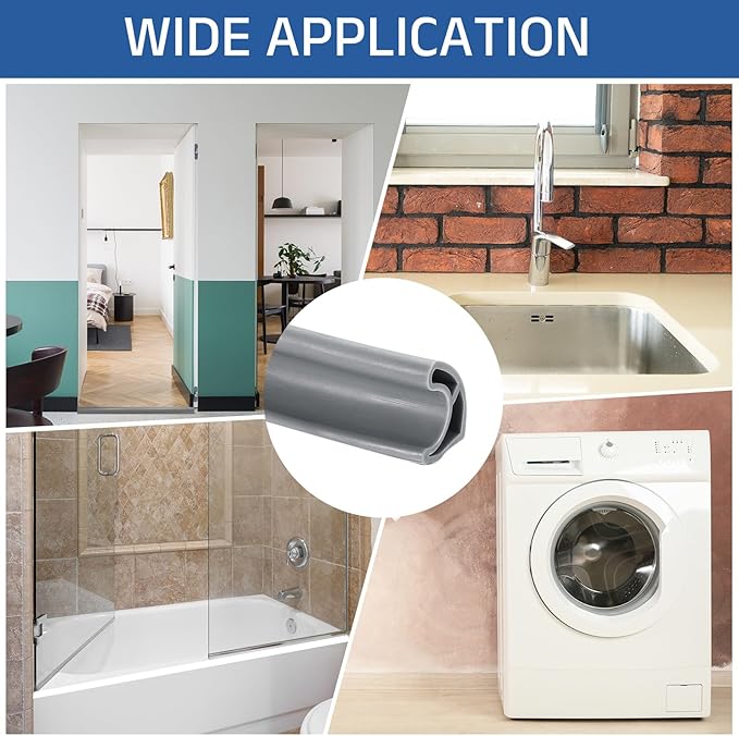 uxcell Shower Water Barrier, 78" TPE Splash Guard Shower Water Stopper Retention System for Bathtub Sink Washing Machine Dry and Wet Separation, 1.18"W x 1.77"H, Gray