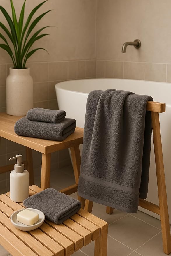 3-Piece Towel Set – 100% Cotton Bath Towel, Hand Towel & Washcloth – Soft, Absorbent & Quick Dry Towels for Bathroom or Spa