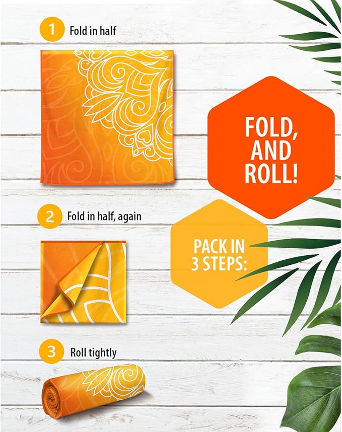 VENTURE 4TH Microfiber Beach Towel: Quick-Dry, Compact, Sand-Free, Absorbent, Sandproof and Lightweight - Perfect for Camping, Beach, and Roadtrips (Orange Mandala Design | 35x78 inches)